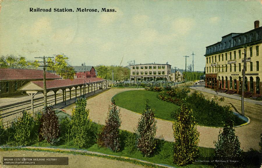 Postcard: Railroad Station, Melrose, Massachusetts